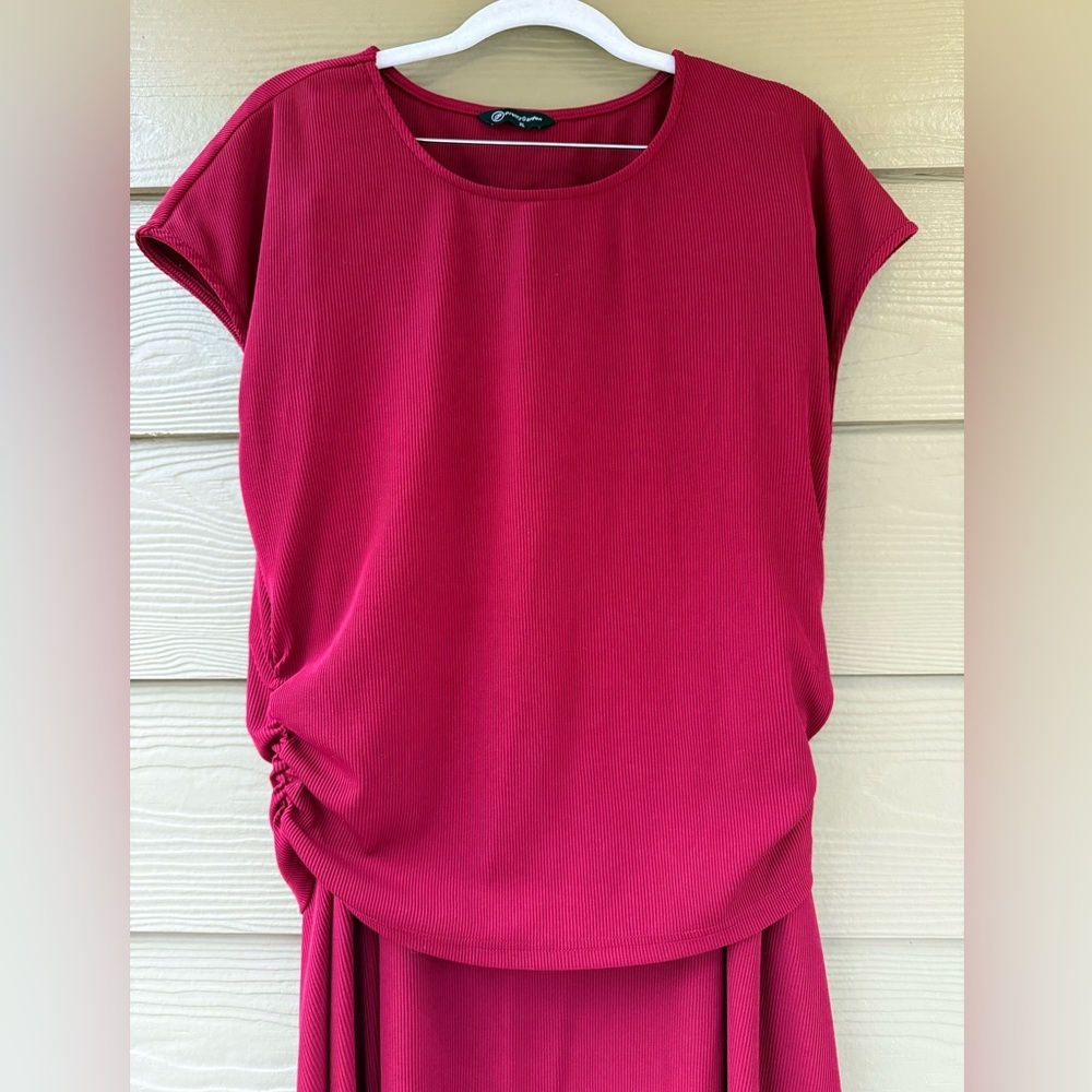 PRETTYGARDEN Red Crewneck Casual Knit Top & Midi Skirt Set 2pc Size XL - Picture 6 of 11